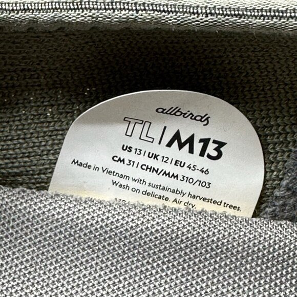 Allbirds Shoes Mens Size 13 Tree Loungers Slip On Sneakers Comfort Gray/Green - Picture 12 of 12